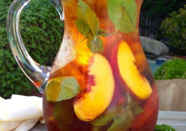 Healthy Skin Iced IKS Saffron Tea Recipe With Peach And Basil